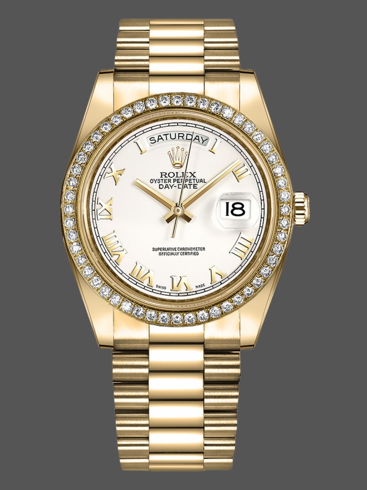 Rolex Day-Date 218348 White Roman Dial 41MM Mens Replica Watch
