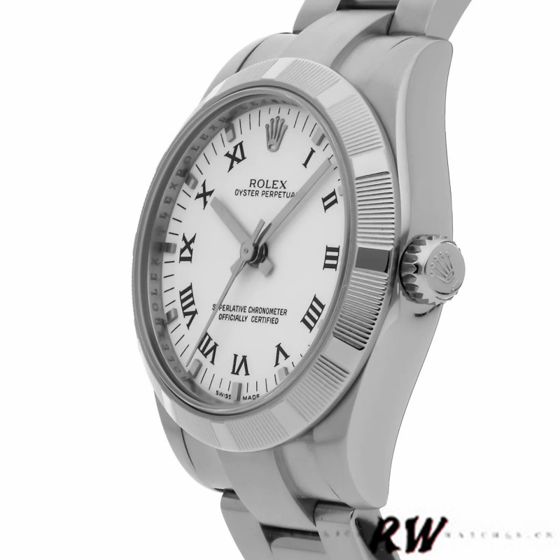 Rolex Oyster Perpetual 177210 Stainless Steel White Roman Dial 31mm Lady Replica Watch