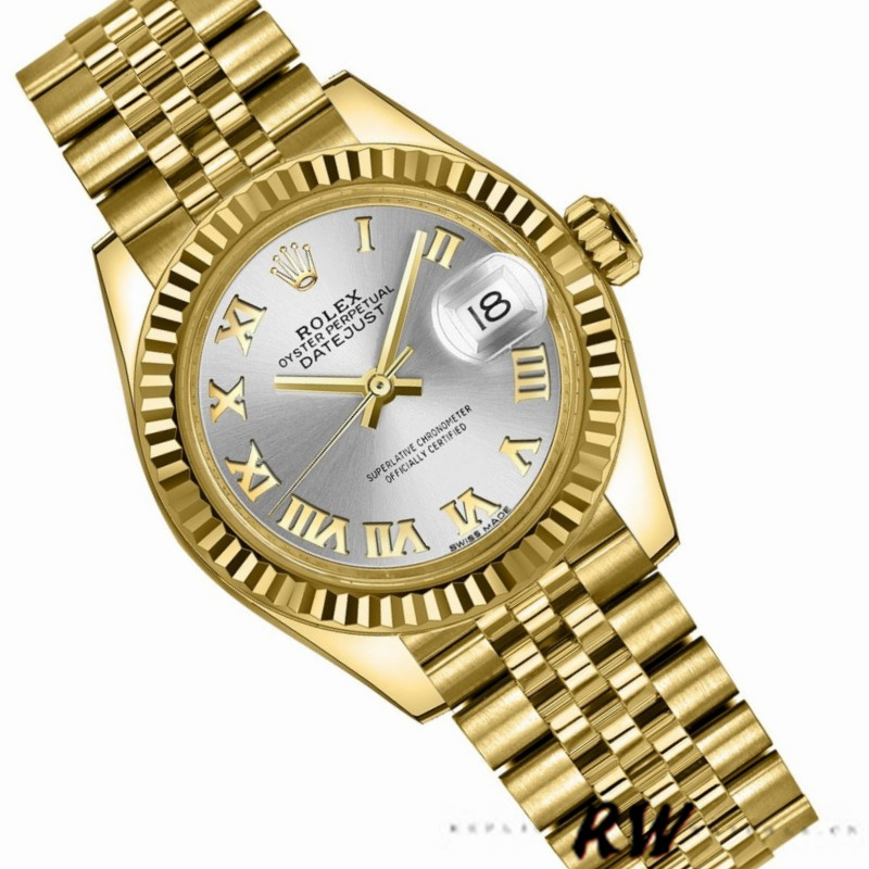 Rolex Datejust 279178 Silver Roman Dial Yellow Gold 28mm Lady Replica Watch