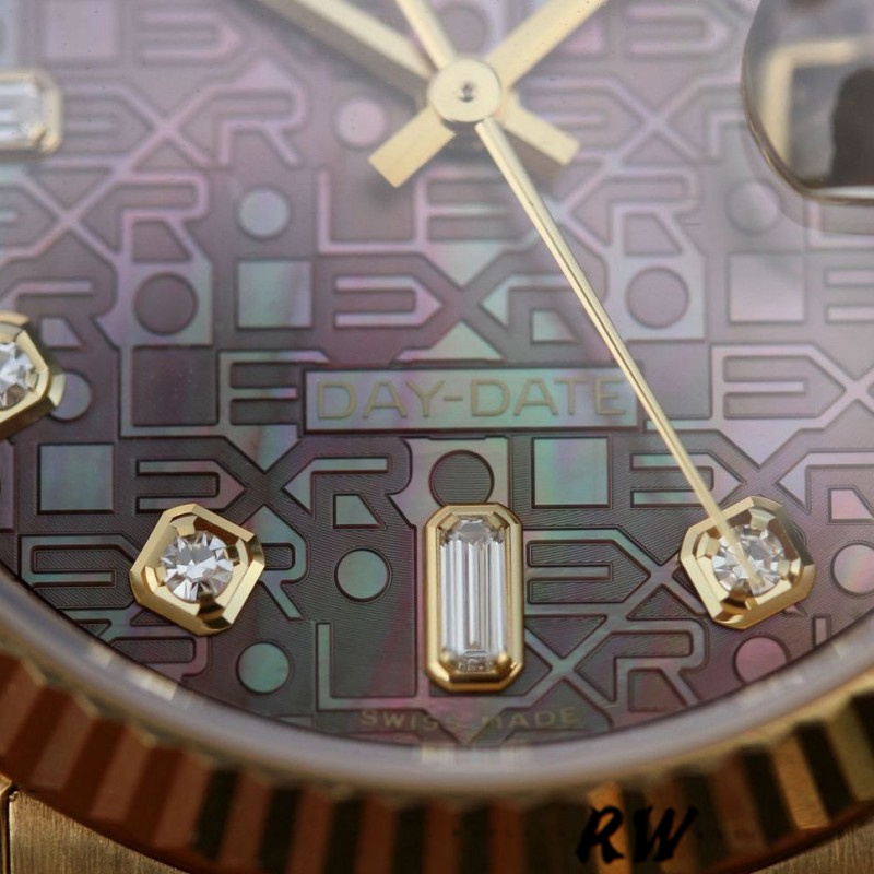 Rolex Day-Date 118238 Black Mother of Pearl Diamond Dial 36mm Unisex Replica Watch