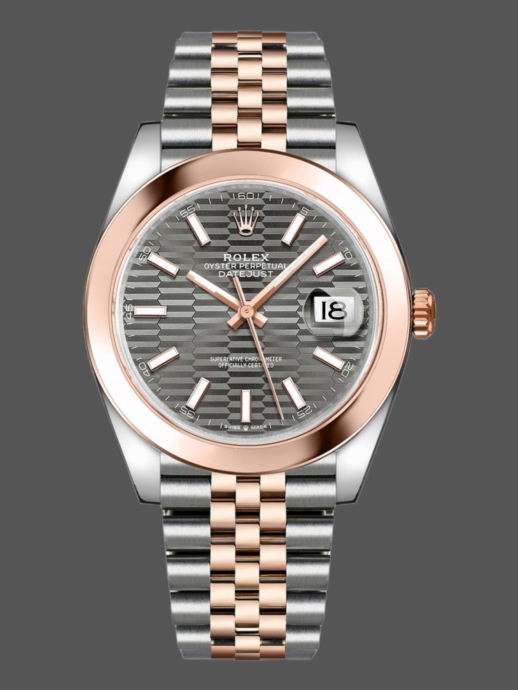 Rolex Datejust 126301 Rose Gold Slate Grey Fluted Motif Dial 41MM Mens Replica Watch
