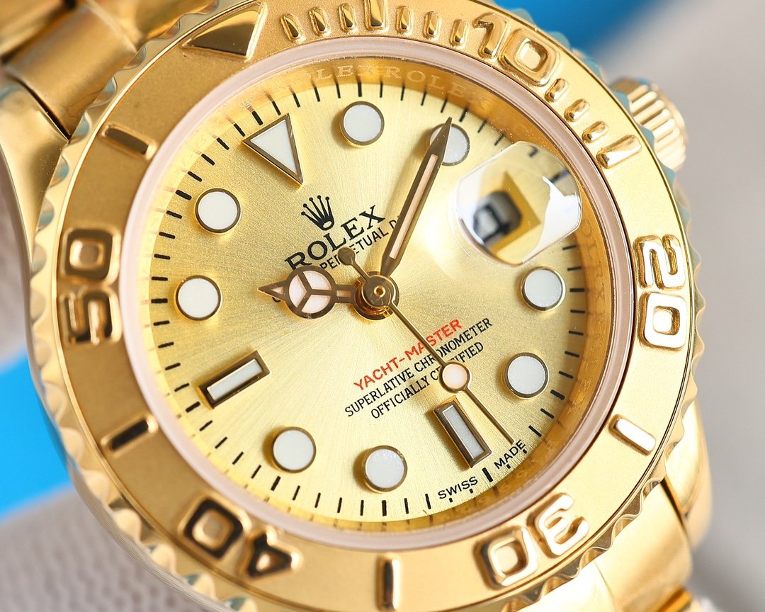 Rolex Yacht-Master 169628 Yellow Gold Champagne Dial 29mm Lady Replica Watch