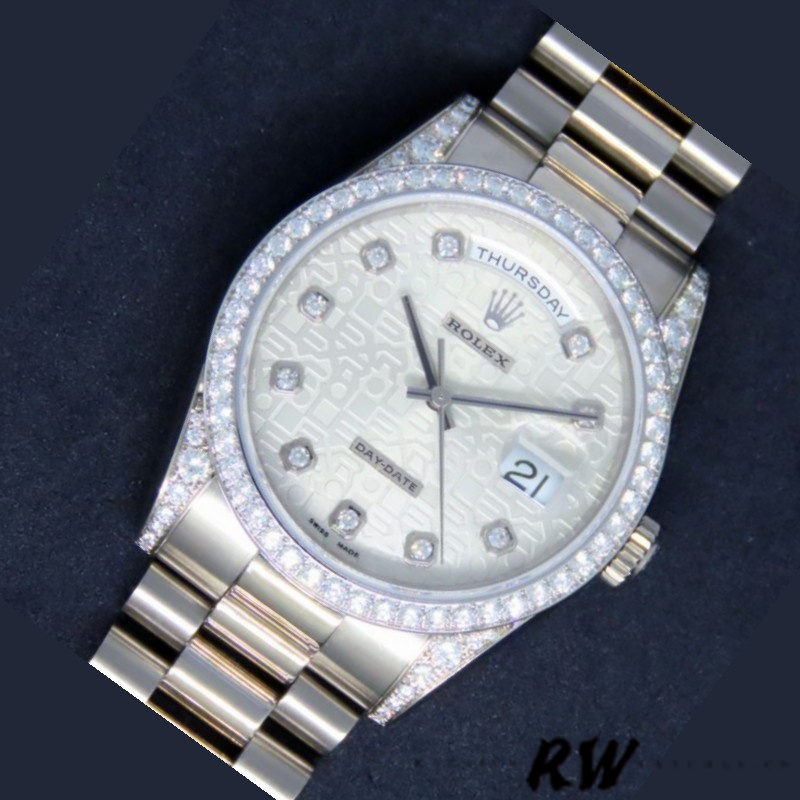 Rolex Day-Date 118389 Silver Jubilee Diamond Dial 36MM Unisex Replica Watch