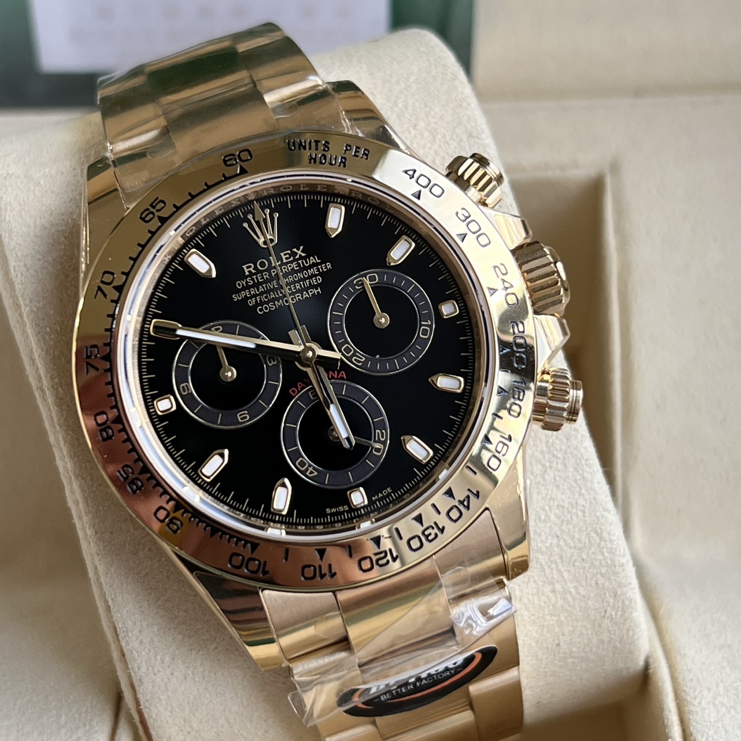 Rolex Daytona 116508 Yellow Gold Black Index Dial 40MM Mens Replica Watch