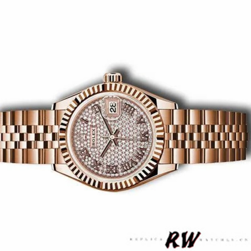 Rolex Datejust 279175 Diamond Pave Dial Rose Gold 28mm Lady Replica Watch