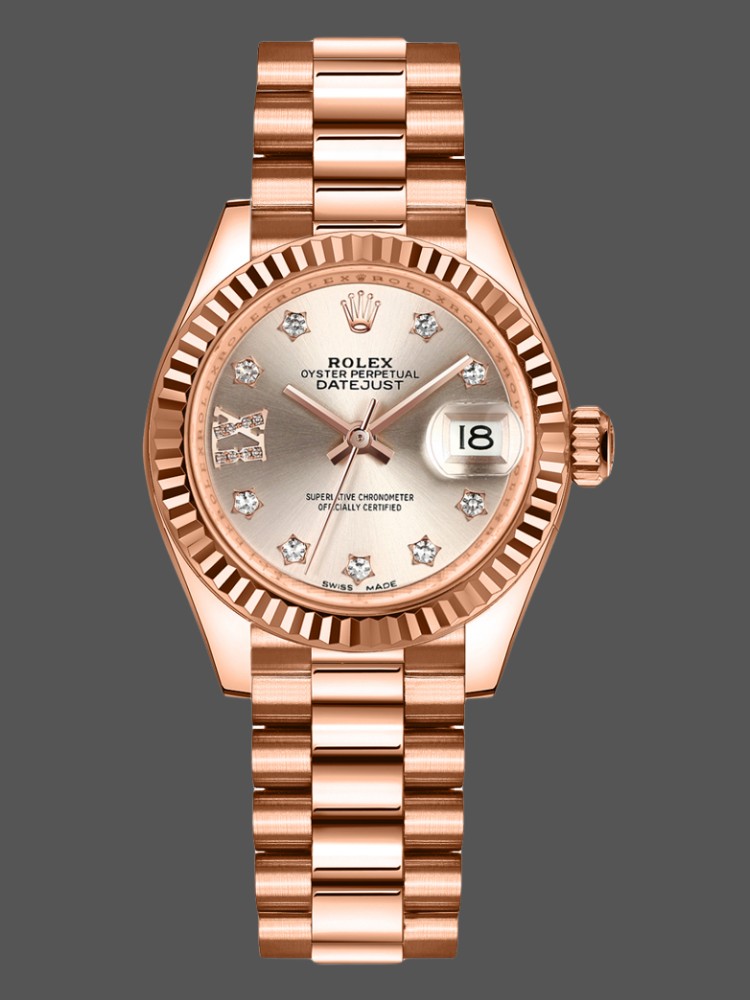 Rolex Datejust 279175 Sundust Diamonds Dial Fluted Bezel 28mm Lady Replica Watch