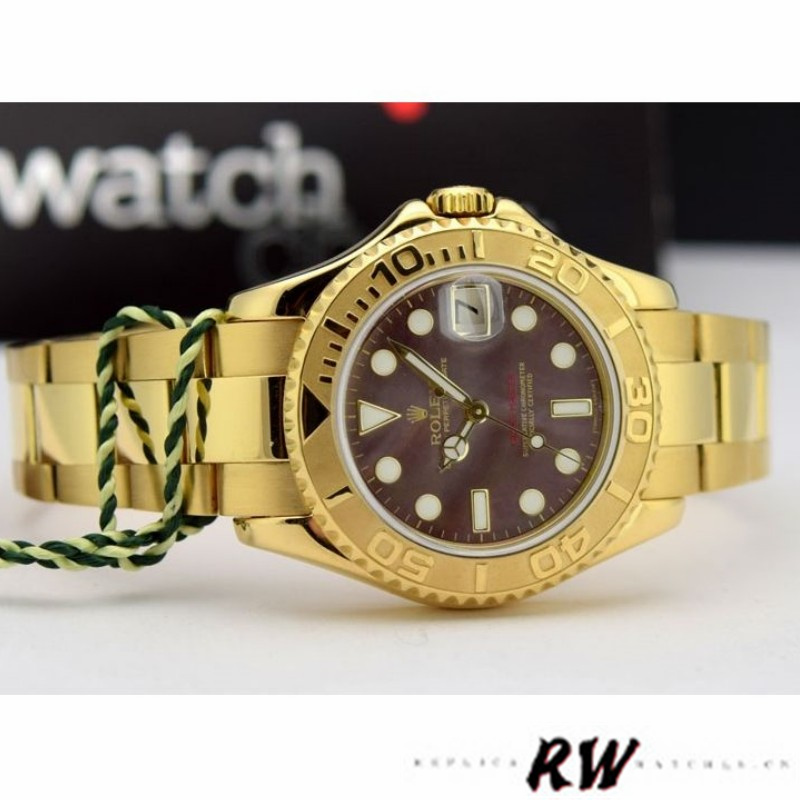 Rolex Yacht-Master 169628 Yellow Gold Black MOP Dial 29MM Lady Replica Watch