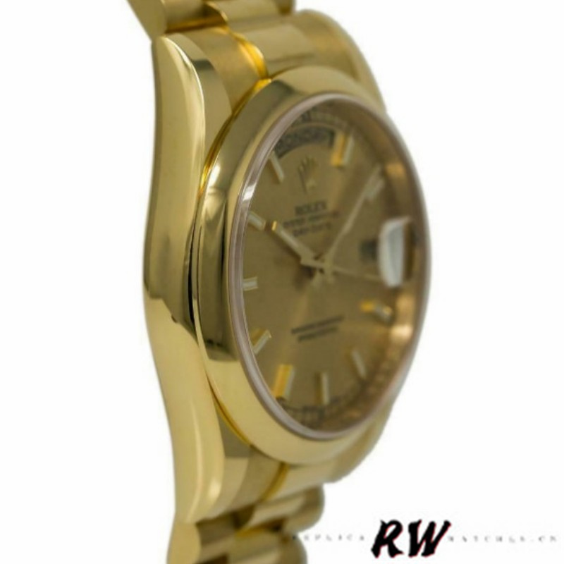 Rolex Day-Date 118208 Yellow Gold Champagne Dial 36mm Unisex Replica Watch