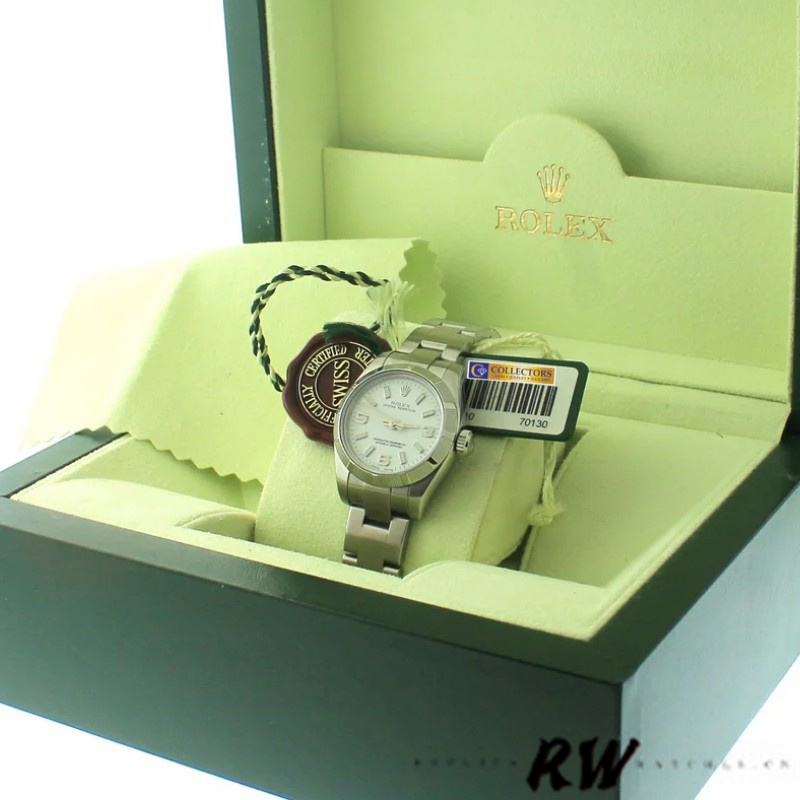 Rolex Oyster Perpetual 177210 Stainless Steel White Dial 31mm Lady Replica Watch