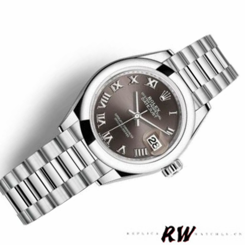 Rolex Datejust 279166 Dark Grey Roman Numeral Dial Domed Bezel 28mm Lady Replica Watch