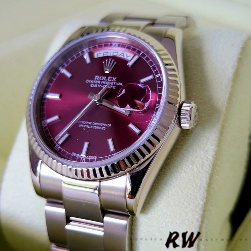 Rolex Day-Date 118239 Cherry Dial white gold 36mm Lady Replica Watch