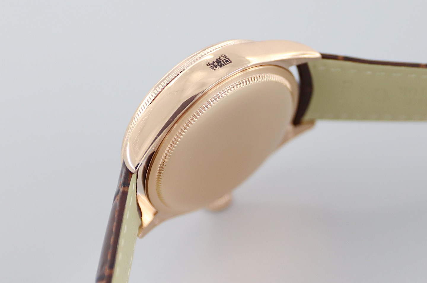 Rolex Cellini Date Rose Gold Silver Crocodile Leather Strap 50515 39mm Mens Replica Watch