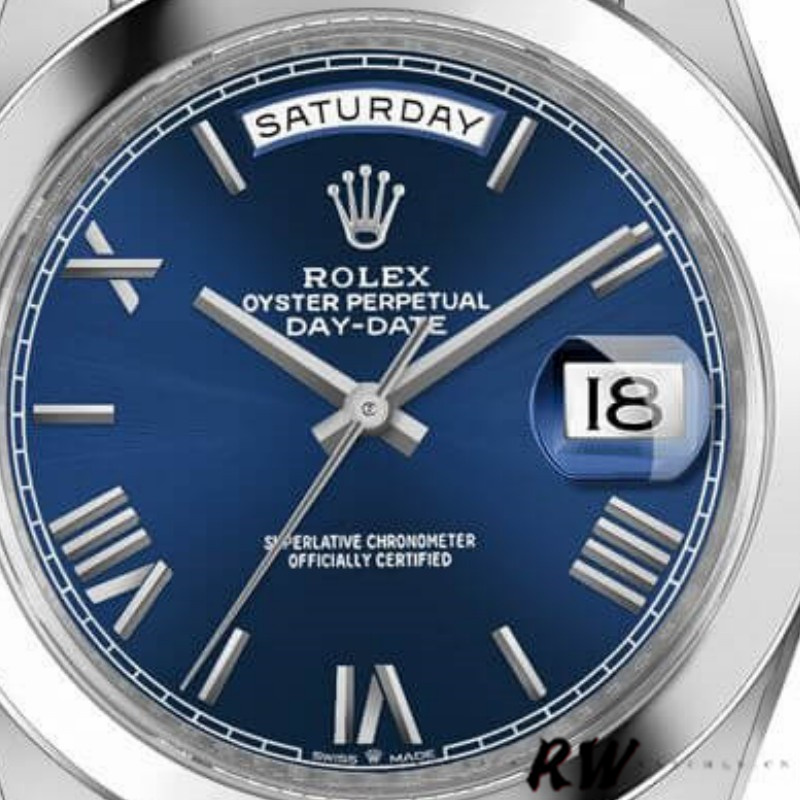 Rolex Day-Date 228206 Blue Roman Numeral Dial Platinum 40MM Mens Replica Watch