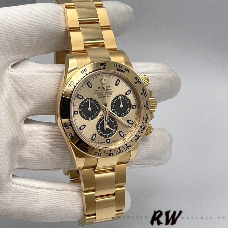 Rolex Daytona 116508 Yellow Gold Champagne Index Dial 40MM Mens Replica Watch