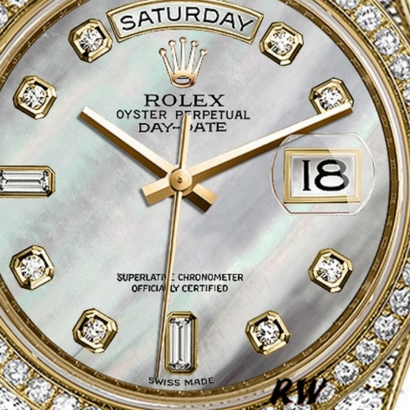 Rolex Day-Date 118388 White Mother-Of-Pearl Diamond Dial 36MM Unisex Replica Watch