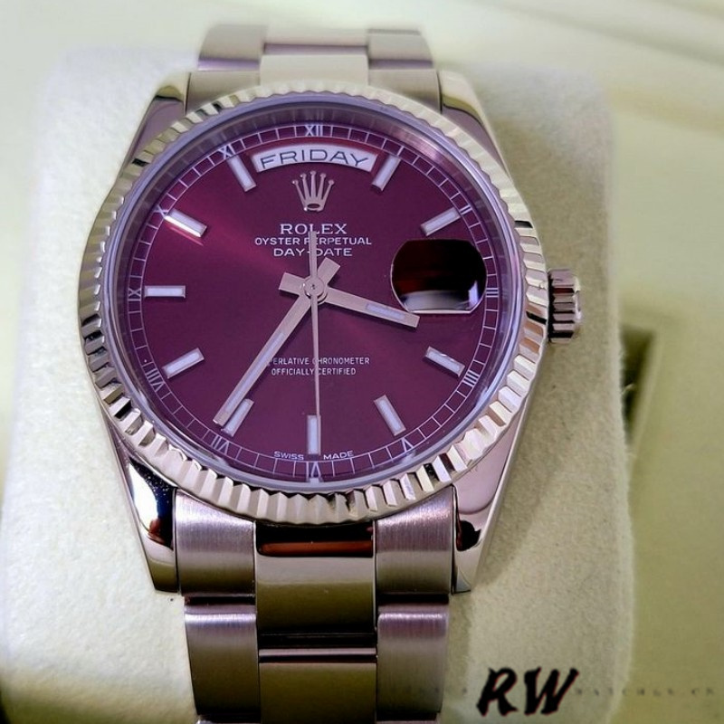 Rolex Day-Date 118239 Cherry Dial white gold 36mm Lady Replica Watch