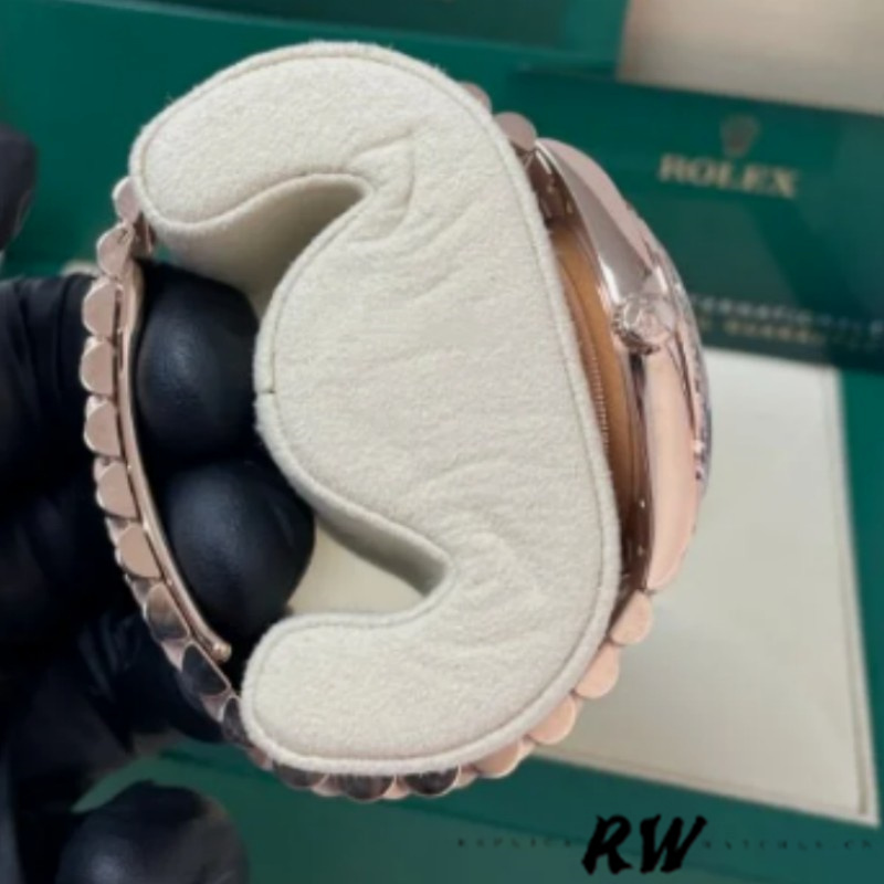 Rolex Day-Date 228345RBR Chocolate Brown Roman Dial Diamond Bezel 40mm Mens Replica Watch