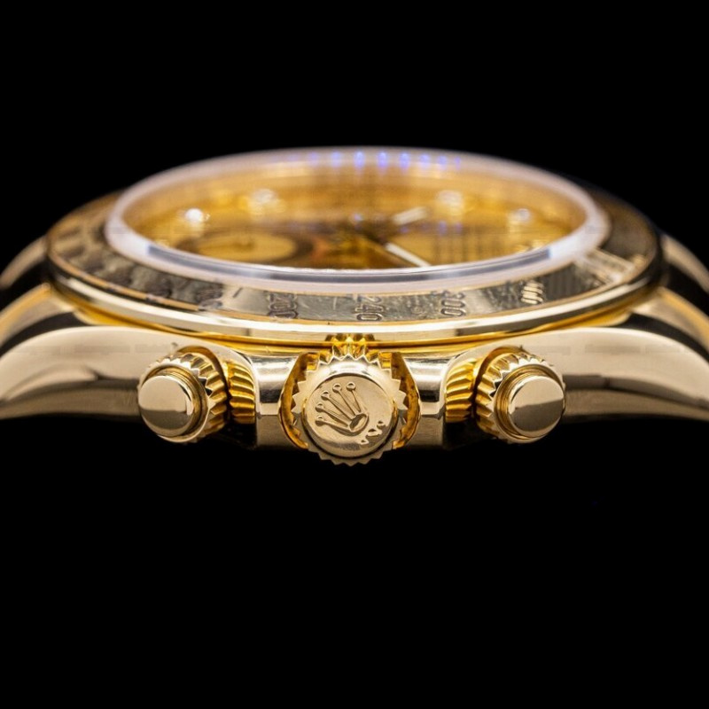 Rolex Daytona 116528 Yellow Gold Champagne Diamond Dial 40mm Mens Replica Watch