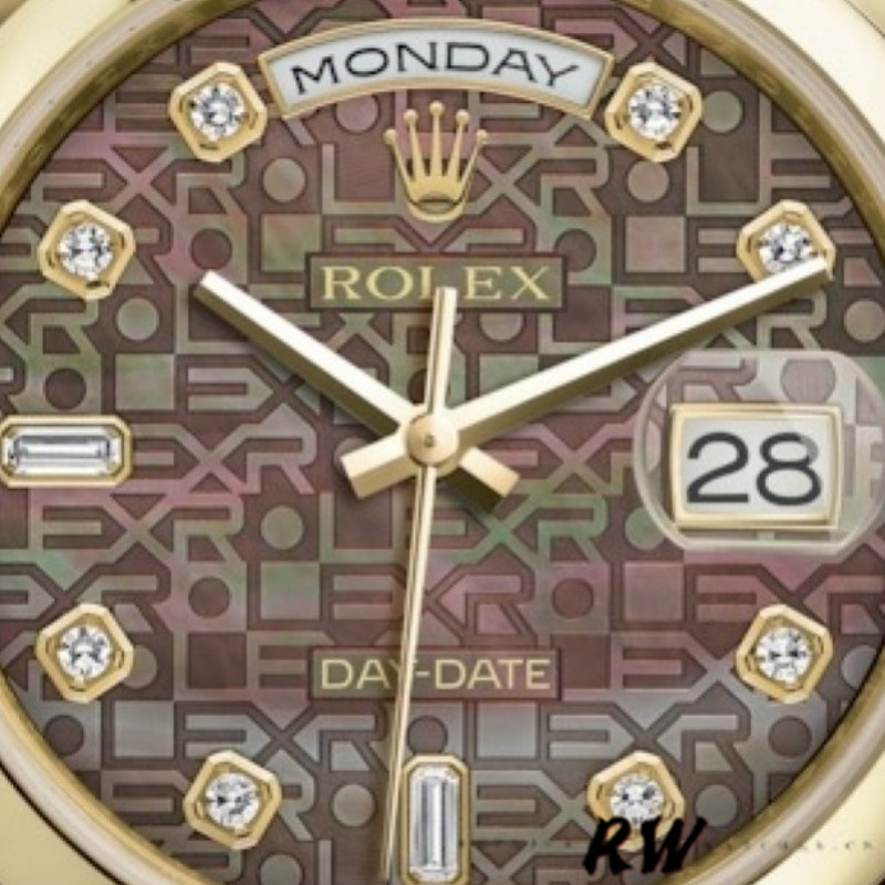 Rolex Day-Date 118208 Black Mother of Pearl Diamond Dial 36mm Unisex Replica Watch