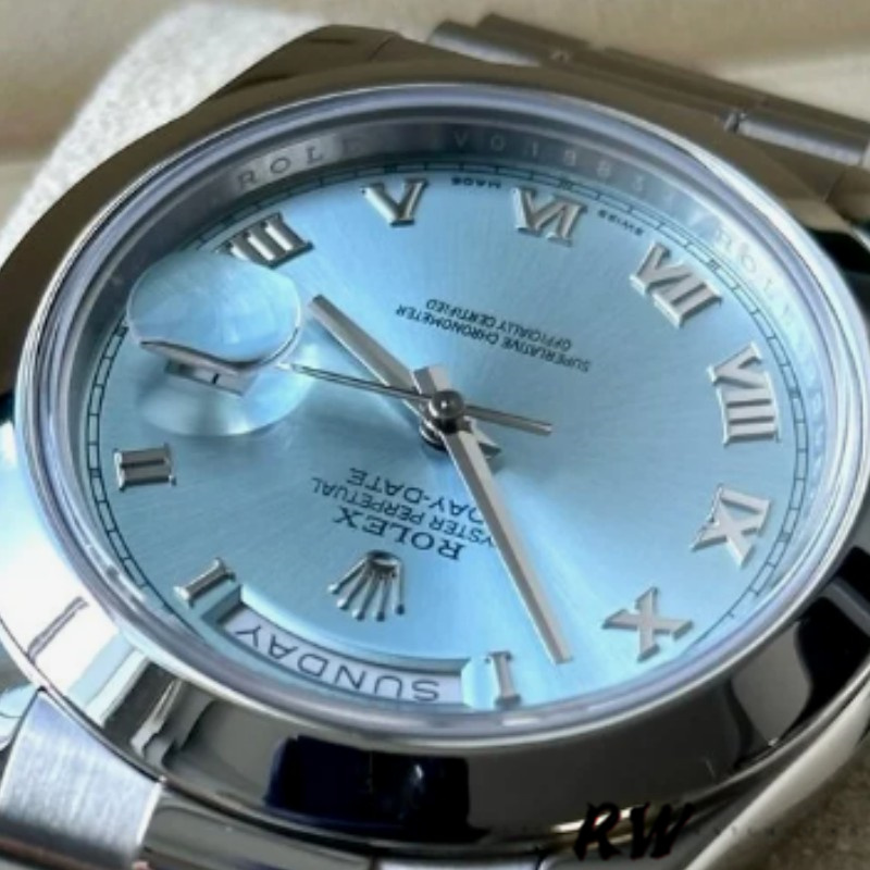 Rolex Day-Date 218206 Ice Blue Roman Numeral Dial Platinum 41MM Mens Replica Watch