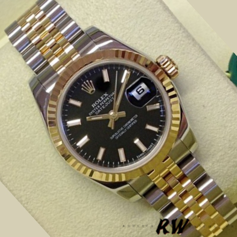 Rolex Datejust 179173 Black Index Dial Fluted Bezel 26MM Lady Replica Watch