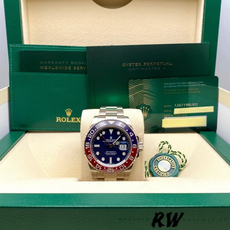 Rolex GMT-Master II 126719BLRO White Gold Blue Dial 40mm Mens Replica Watch