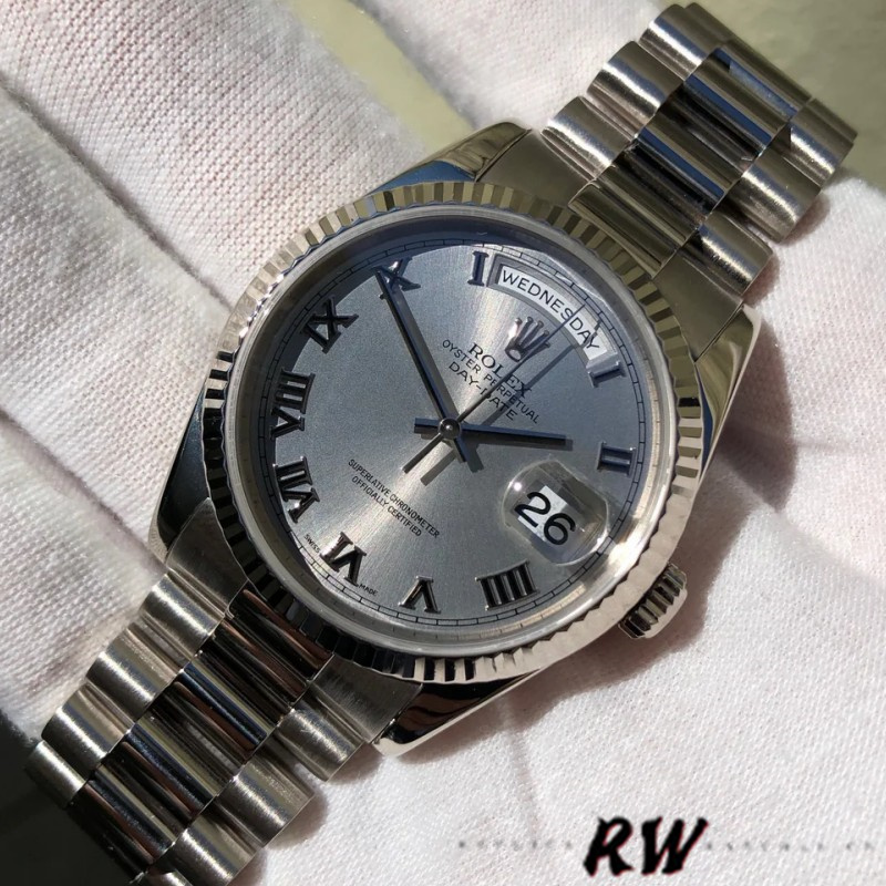 Rolex Day-Date 118239 Silver Roman Numeral 36mm Unisex Replica Watch