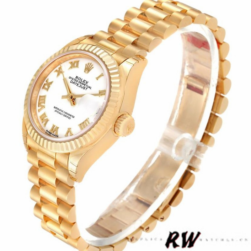 Rolex Datejust 279178 White Roman Dial Fluted Bezel 28mm Lady Replica Watch