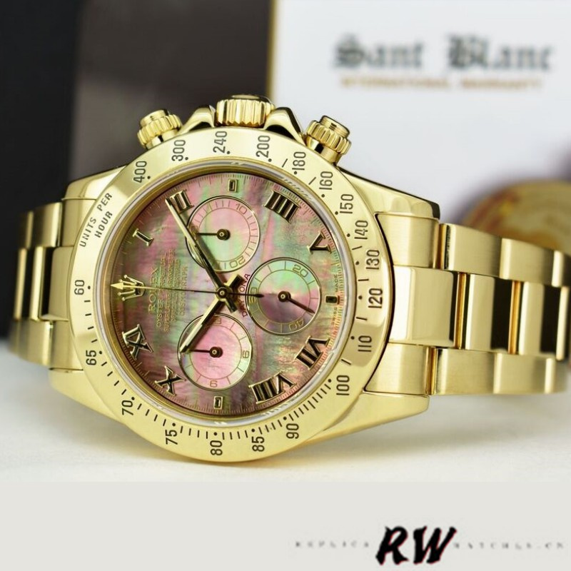 Rolex Cosmograph Daytona 116528 Black MOP Roman Dial 40MM Mens Replica Watch