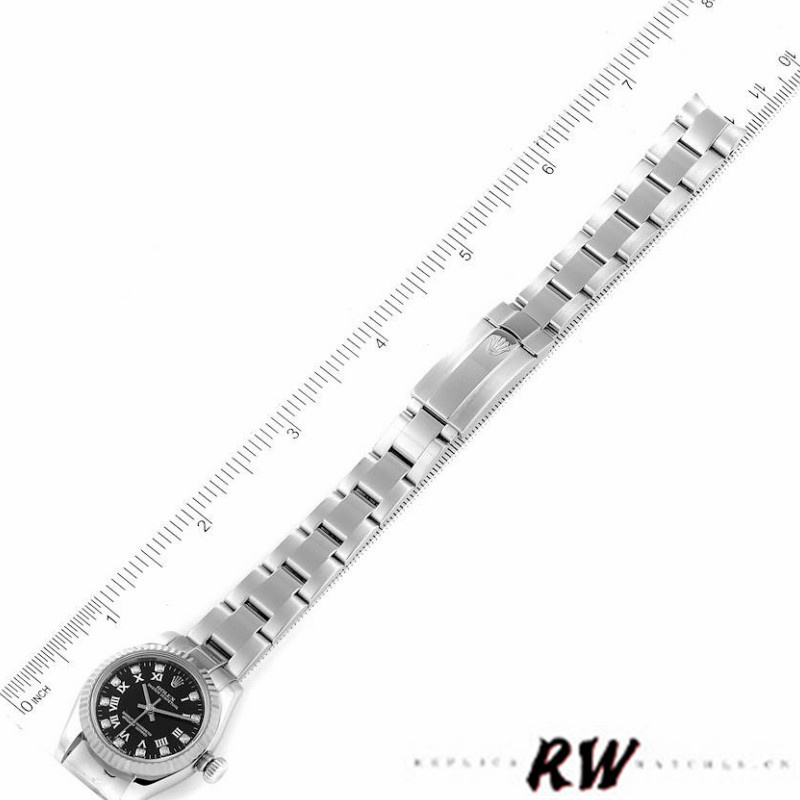 Rolex Oyster Perpetual 176234 Black Roman and Diamond Dial 26MM Lady Replica Watch