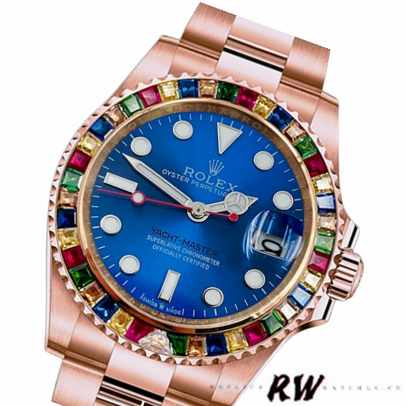 Rolex Yacht-Master 116695 Everose Gold Blue Dial 40MM Mens Replica Watch
