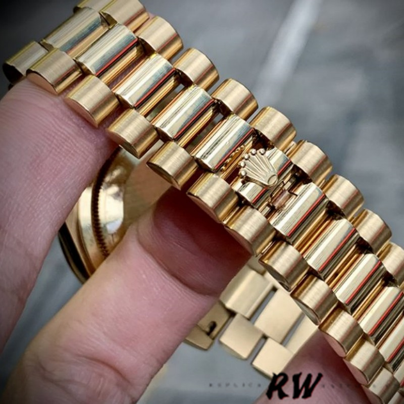 Rolex Day-Date 118388 Yellow Gold Black Diamond Rubies Dial 36mm Unisex Replica Watch