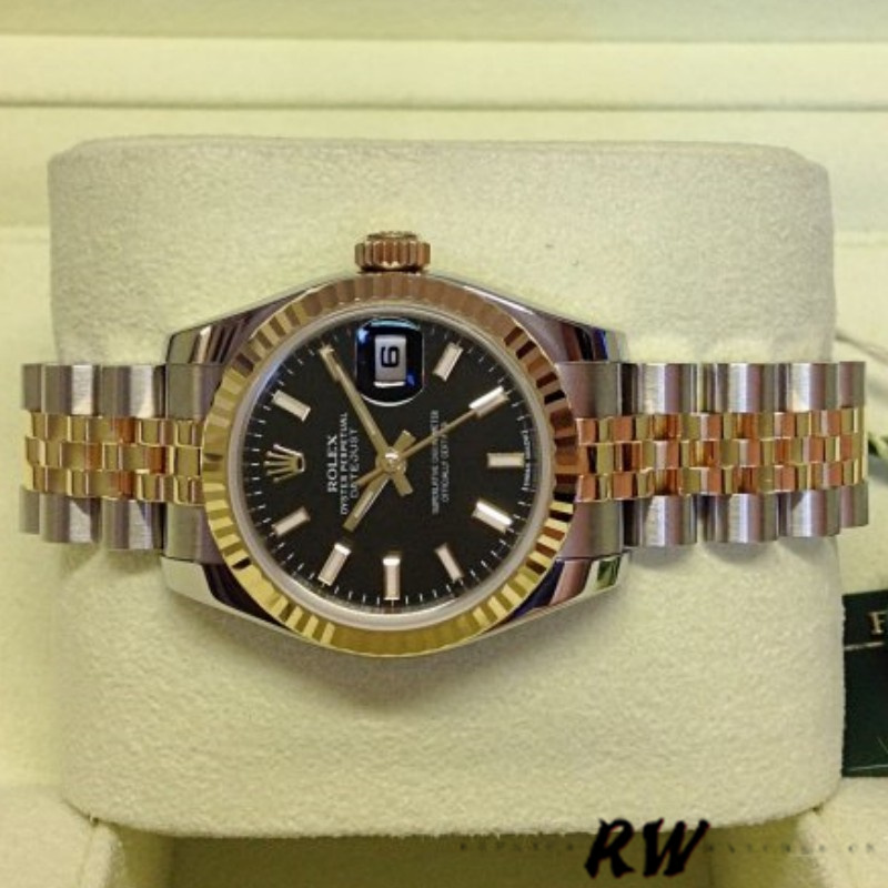 Rolex Datejust 179173 Black Index Dial Fluted Bezel 26MM Lady Replica Watch