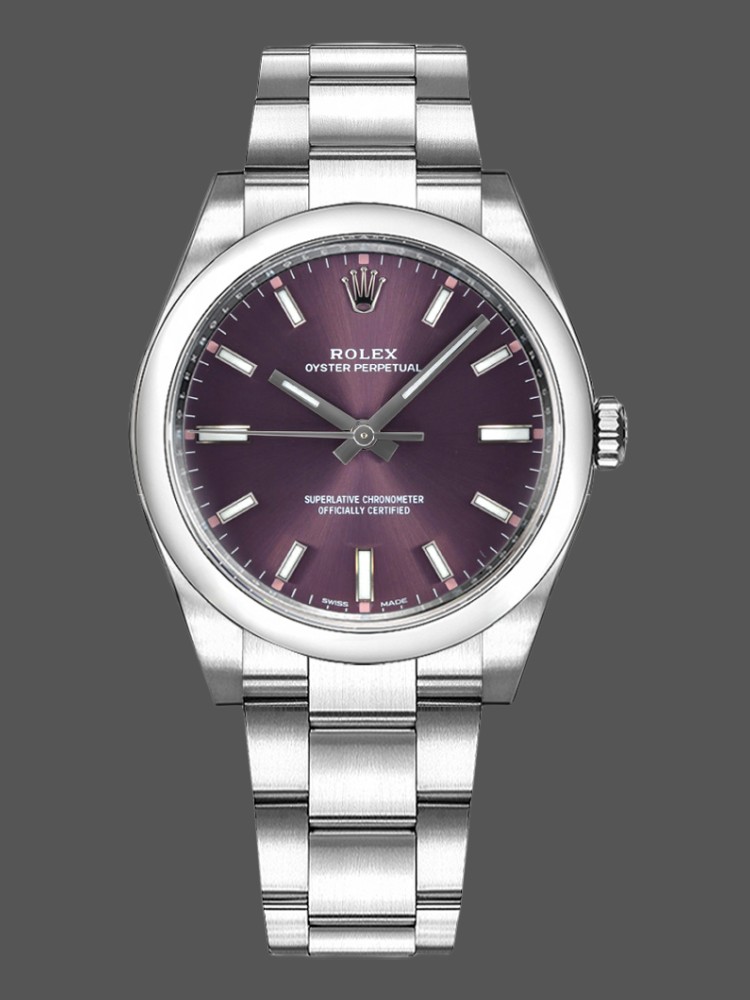 Rolex Oyster Perpetual Air-King 114200 Grape Red Index Dial 34mm Unisex Replica watch