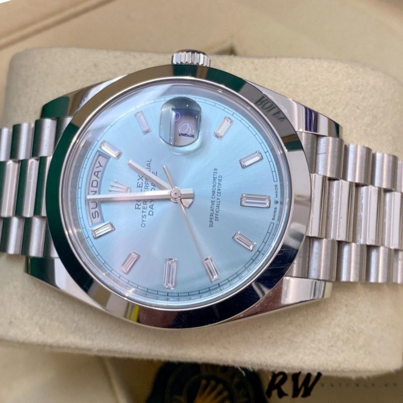 Rolex Day-Date 228206 Ice Blue Dial Platinum 40MM Mens Replica Watch
