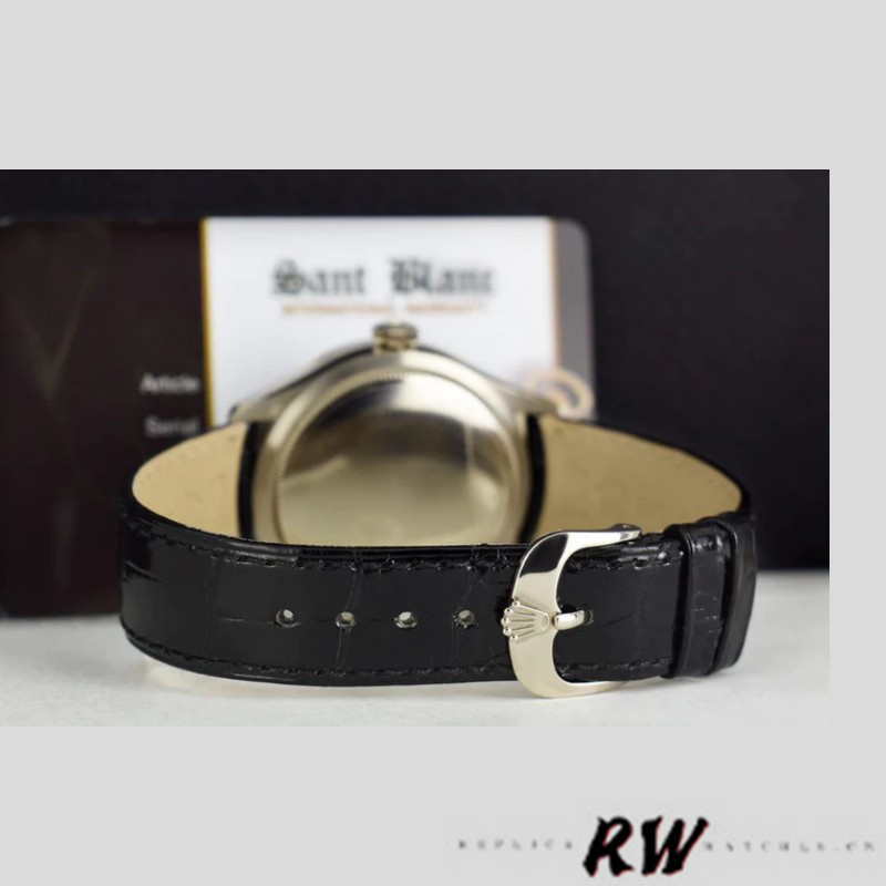 Rolex Cellini Dual Time 50529 Black Dial White Gold 39mm Mens Replica Watch