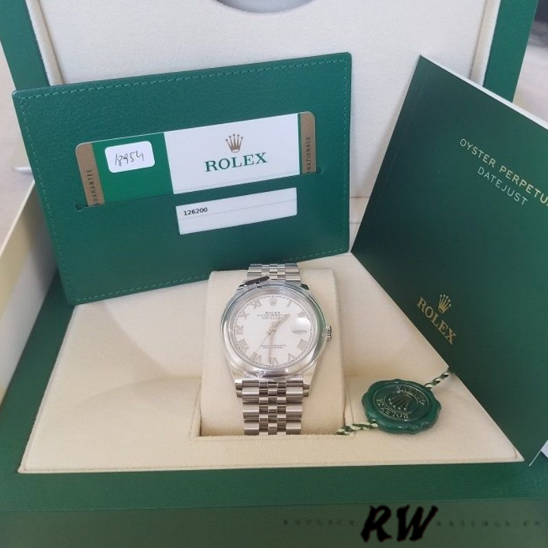 Rolex Datejust 126200 Stainless Steel White Roman Dial 36MM Unisex Replica Watch