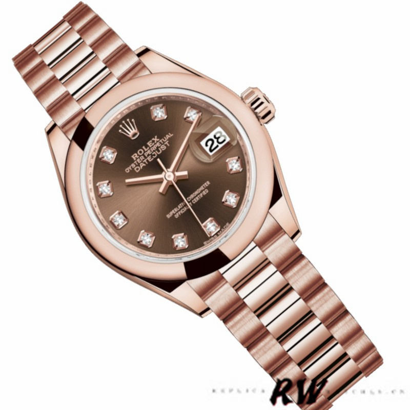 Rolex Datejust 279165 Chocolate Brown Dial Diamond Domed Bezel 28mm Lady Replica Watch