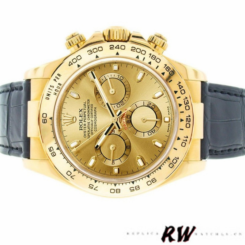 Rolex Cosmograph Daytona 116518 Champagne Dial Yellow Gold Bezel 40mm Mens Replica Watch