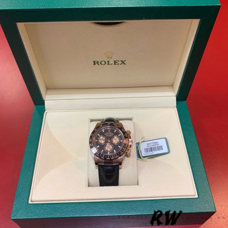 Rolex Cosmograph Daytona 116515 Leather strap Black Dial 40mm Mens Replica Watch