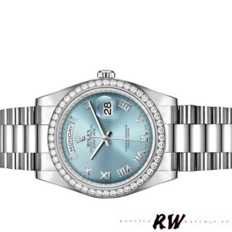 Rolex Day Date 118346 Roman Ice Blue Dial 36mm Unisex Replica Watch