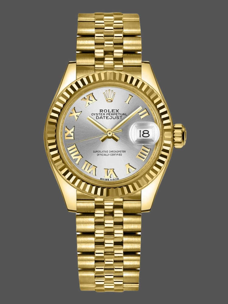 Rolex Datejust 279178 Silver Roman Dial Yellow Gold 28mm Lady Replica Watch
