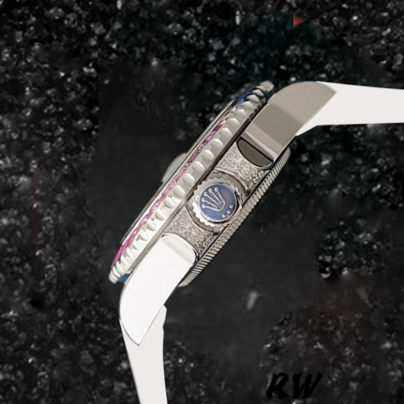 Rolex Submariner 116610 Black Dial White Rubber strap 40mm Mens Replica Watch