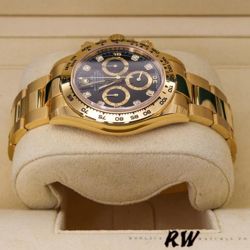 Rolex Daytona 116508 Yellow Gold Black Diamond Dial 40MM Mens Replica Watch