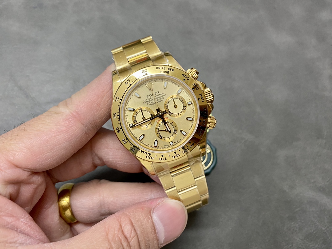 Rolex Daytona 116508 Yellow Gold Champagne Index Dial 40MM Mens Replica Watch