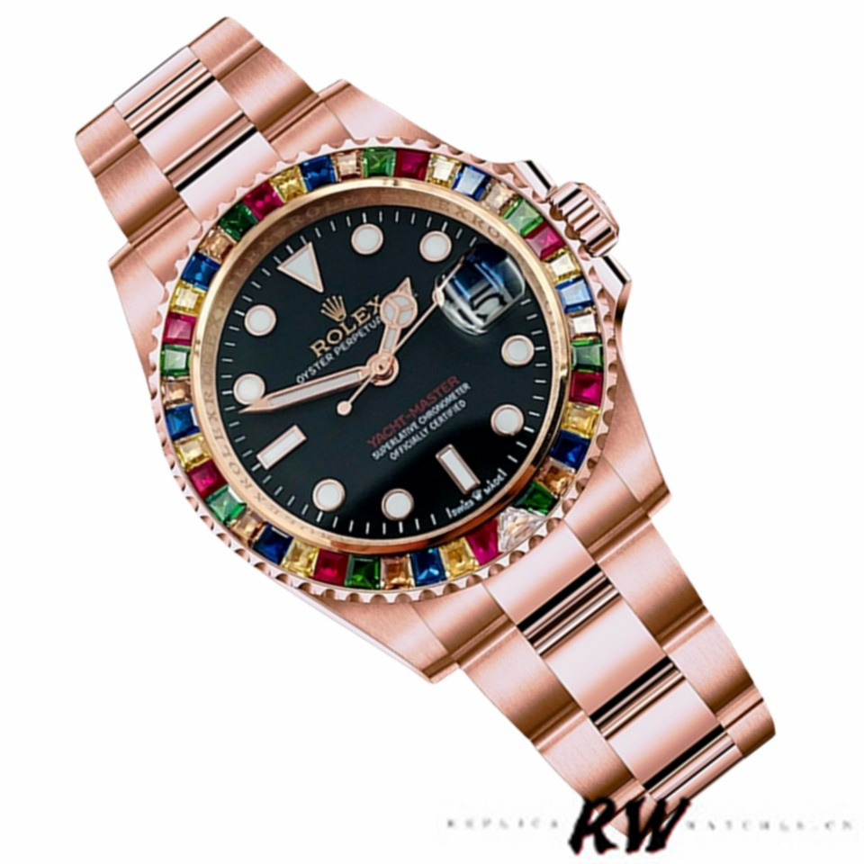 Rolex Yacht-Master 116695 Everose Gold Black Dial 40MM Mens Replica Watch