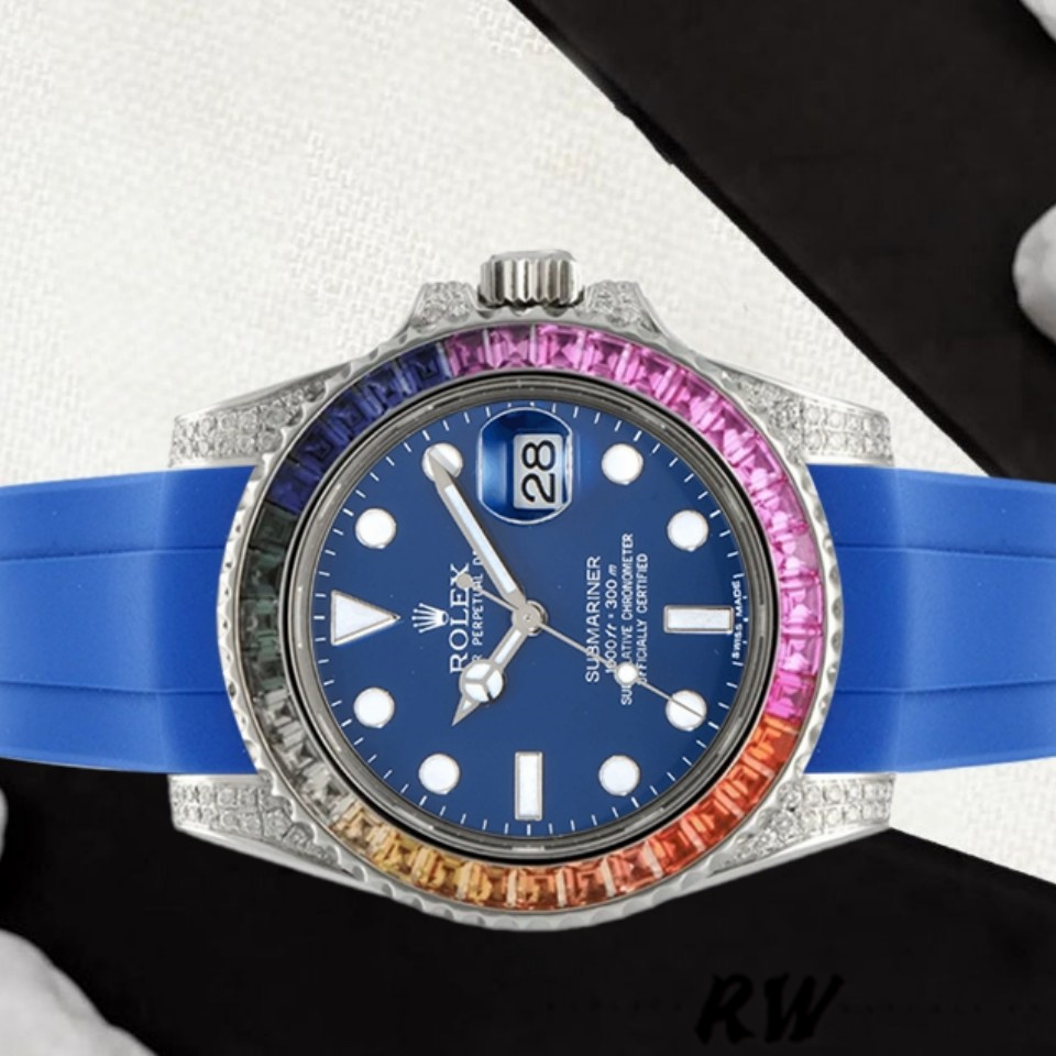 Rolex Submariner 116610 Blue Dial Blue Rubber strap 40mm Mens Replica Watch