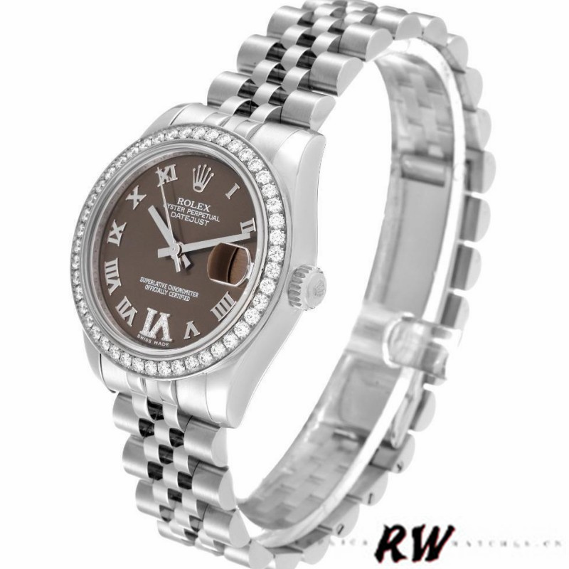 Rolex Datejust 178384 Stainless Steel Brown Diamonds Dial 31MM Lady Replica Watch