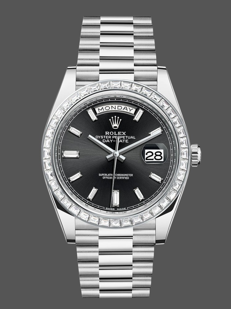 Rolex Day-Date 228396TBR 0024 Black Dial Diamond Bezel 40mm Mens Replica Watch