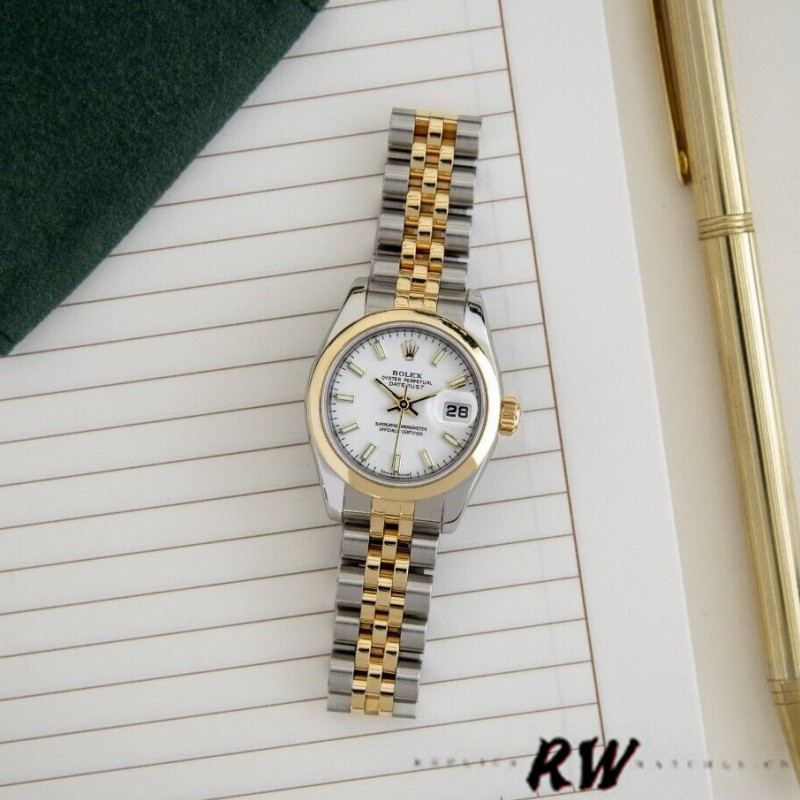 Rolex Datejust 179163 White Index Dial Domed Dezel 26MM Lady Replica Watch